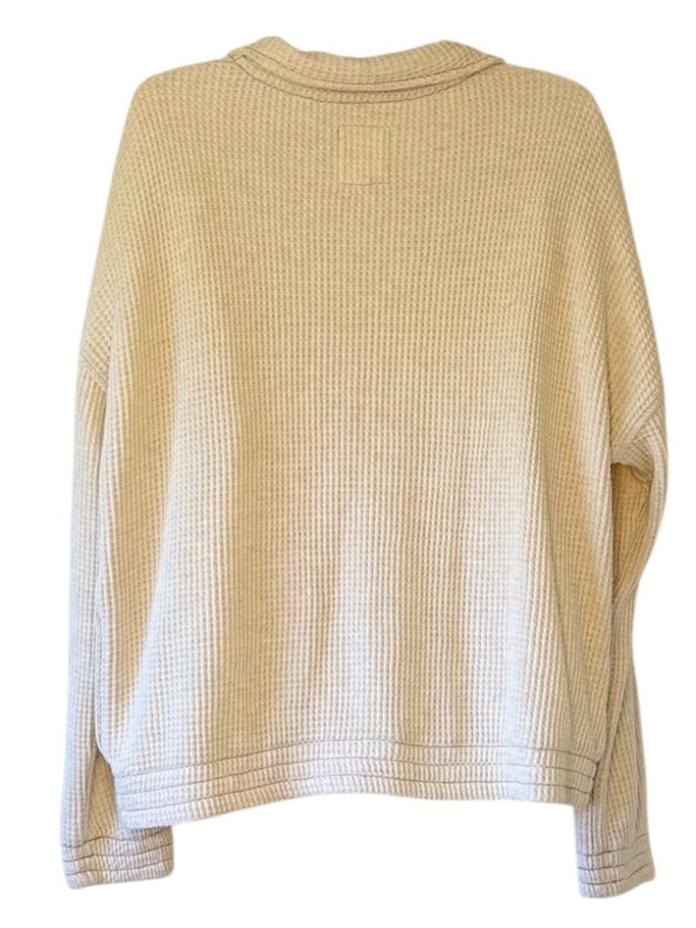 Aerie Thermal Waffle Knit Quarter Zip Side Pockets Ivory Oversize Women's Medium - Picture 3 of 8